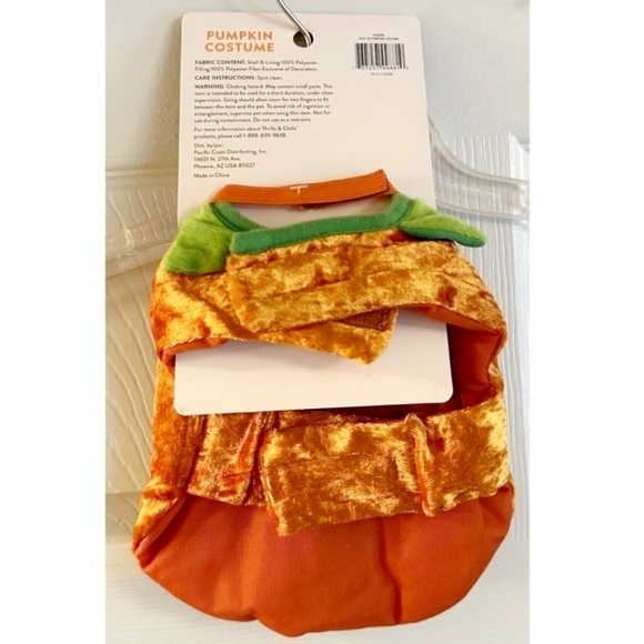 NWT Thrills & Chills Two Piece Small Pet Pumpkin Jack-O-Lantern Costume Rodent - Picture 2 of 4